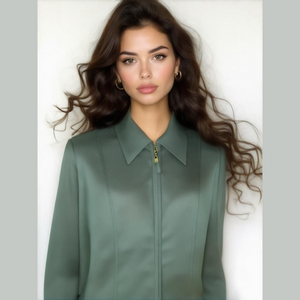 JON Tagia pret-a-porter vintage army green zip up blazer wool Sz 10